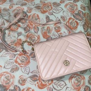 Baby pink leather Tory Burch cross body